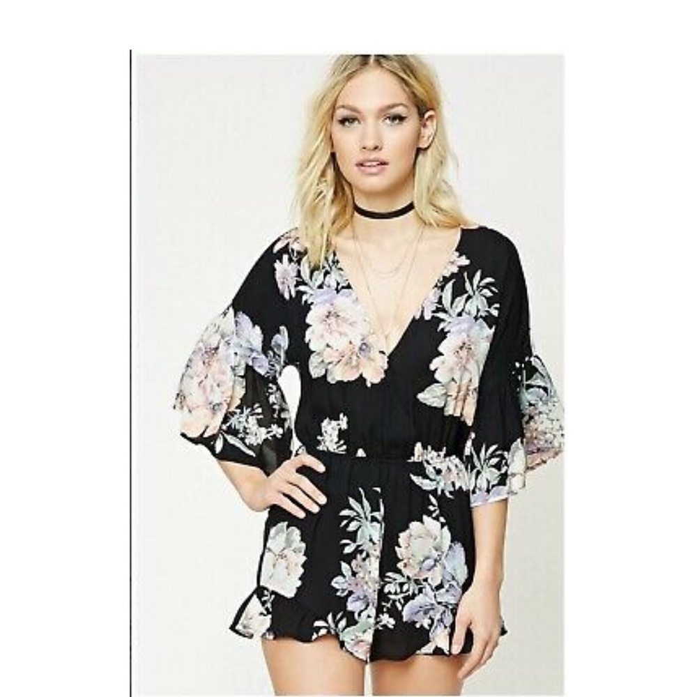 Forever21 floral jumpsuit
